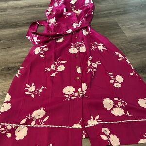 Ann Taylor Floral Magenta Maxi Dress